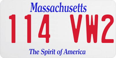 MA license plate 114VW2