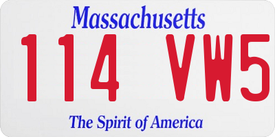 MA license plate 114VW5