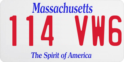 MA license plate 114VW6