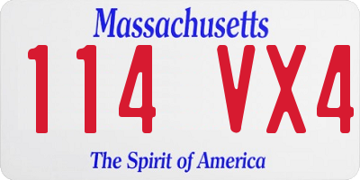 MA license plate 114VX4