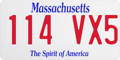 MA license plate 114VX5
