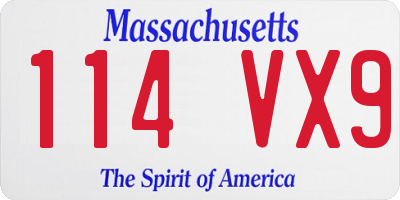 MA license plate 114VX9
