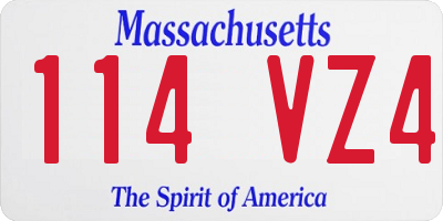 MA license plate 114VZ4
