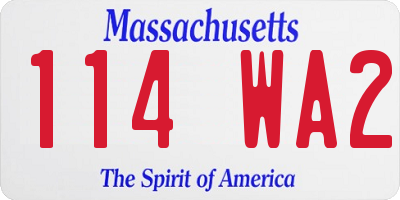 MA license plate 114WA2
