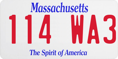MA license plate 114WA3