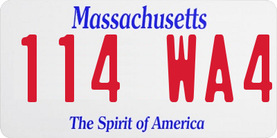 MA license plate 114WA4