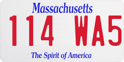MA license plate 114WA5