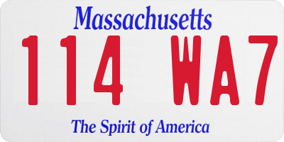 MA license plate 114WA7
