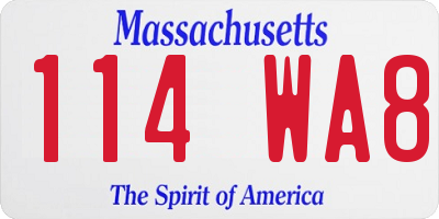 MA license plate 114WA8