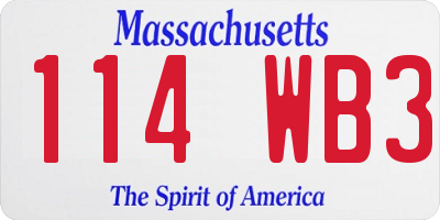 MA license plate 114WB3