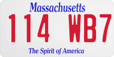 MA license plate 114WB7