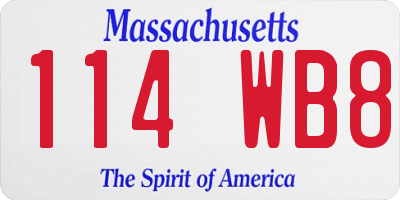 MA license plate 114WB8