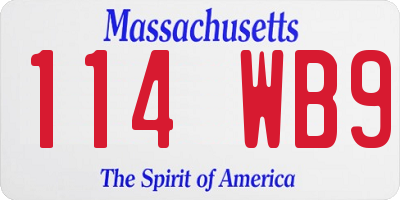 MA license plate 114WB9
