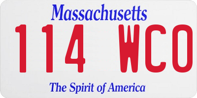 MA license plate 114WC0