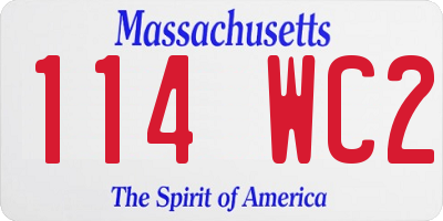 MA license plate 114WC2