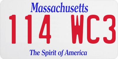 MA license plate 114WC3