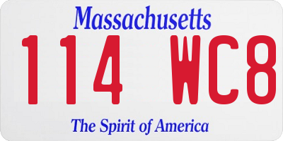 MA license plate 114WC8