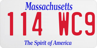 MA license plate 114WC9
