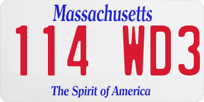 MA license plate 114WD3