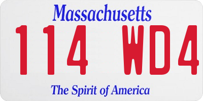 MA license plate 114WD4