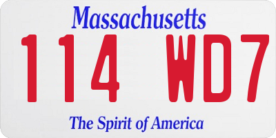 MA license plate 114WD7