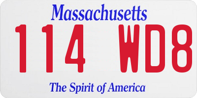 MA license plate 114WD8