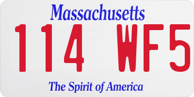 MA license plate 114WF5