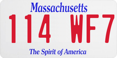 MA license plate 114WF7