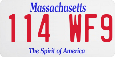 MA license plate 114WF9