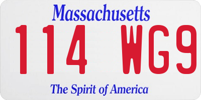 MA license plate 114WG9