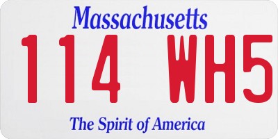 MA license plate 114WH5