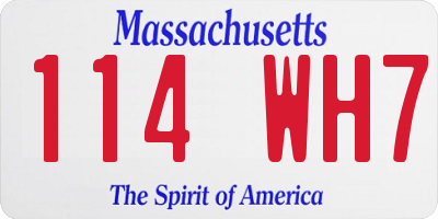 MA license plate 114WH7