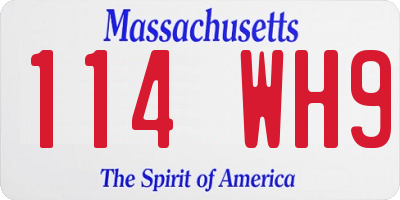 MA license plate 114WH9