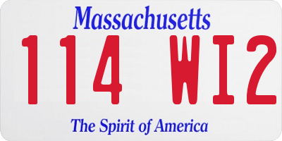 MA license plate 114WI2