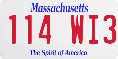 MA license plate 114WI3