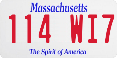 MA license plate 114WI7
