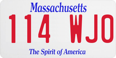 MA license plate 114WJ0