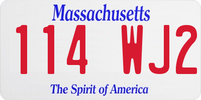 MA license plate 114WJ2