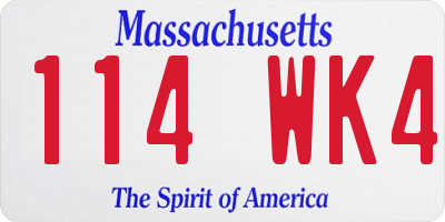 MA license plate 114WK4