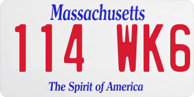 MA license plate 114WK6