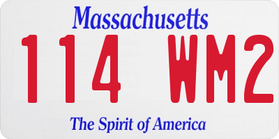 MA license plate 114WM2
