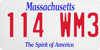 MA license plate 114WM3