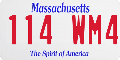 MA license plate 114WM4