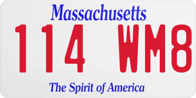 MA license plate 114WM8