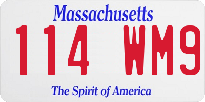 MA license plate 114WM9