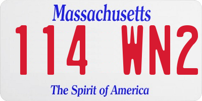 MA license plate 114WN2