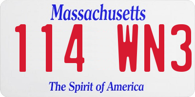 MA license plate 114WN3