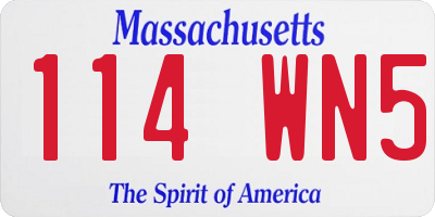 MA license plate 114WN5