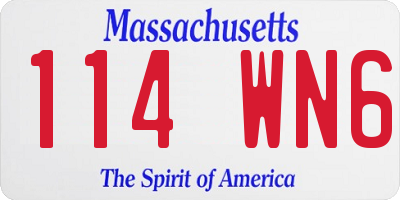 MA license plate 114WN6