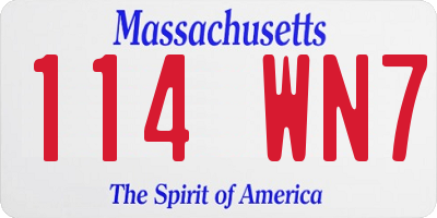 MA license plate 114WN7